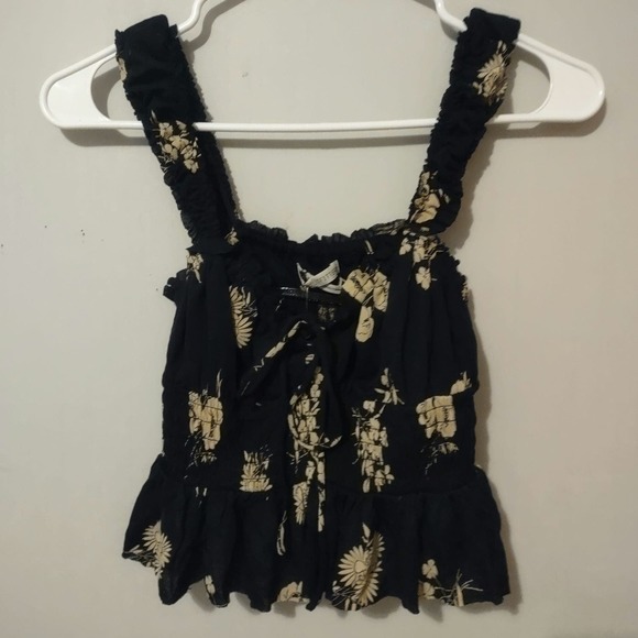 NWT Urban Outfitters Black Floral Cop Tank Size Small - Picture 1 of 7